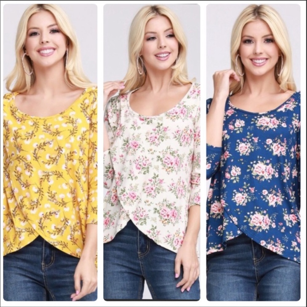 SALE ♥️Choice of white, yellow, or blue floral top